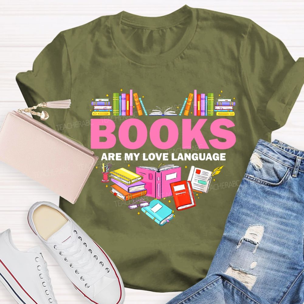 Books Are My Love Language Peach Heart Books T-shirt