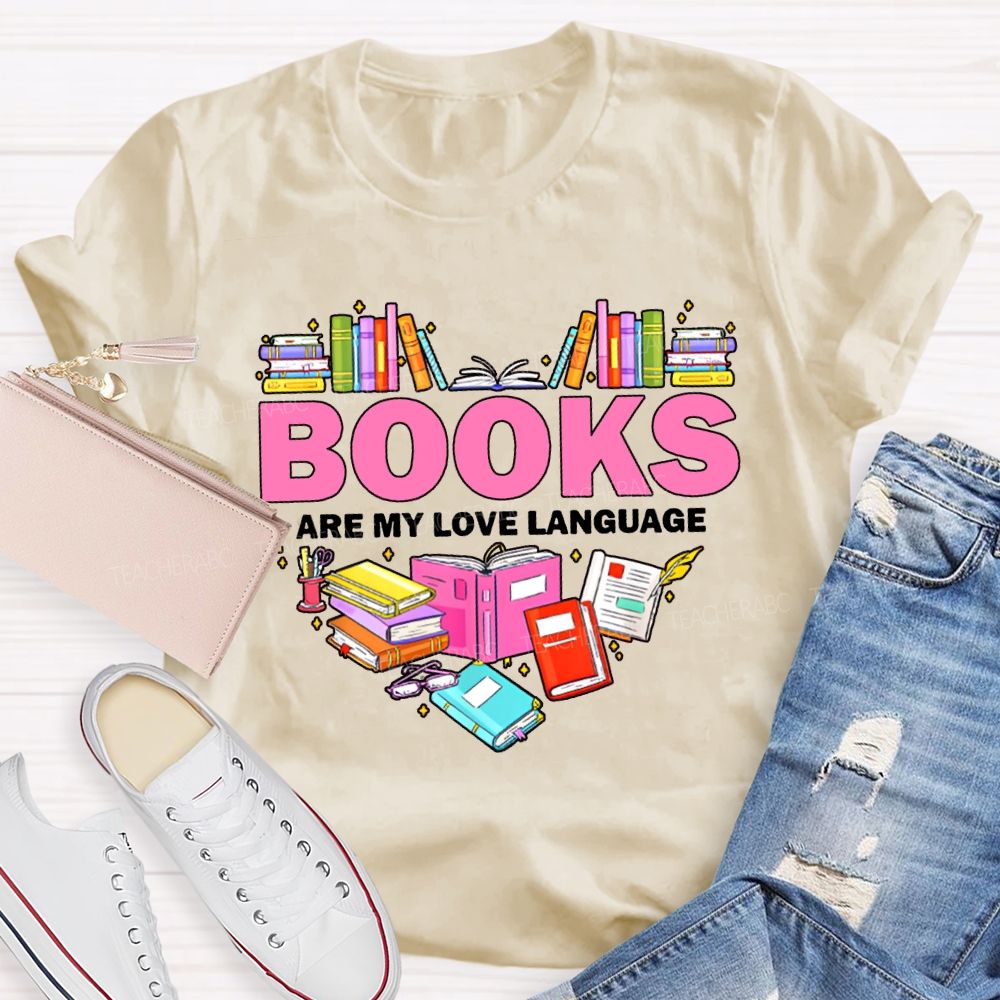 Books Are My Love Language Peach Heart Books T-shirt