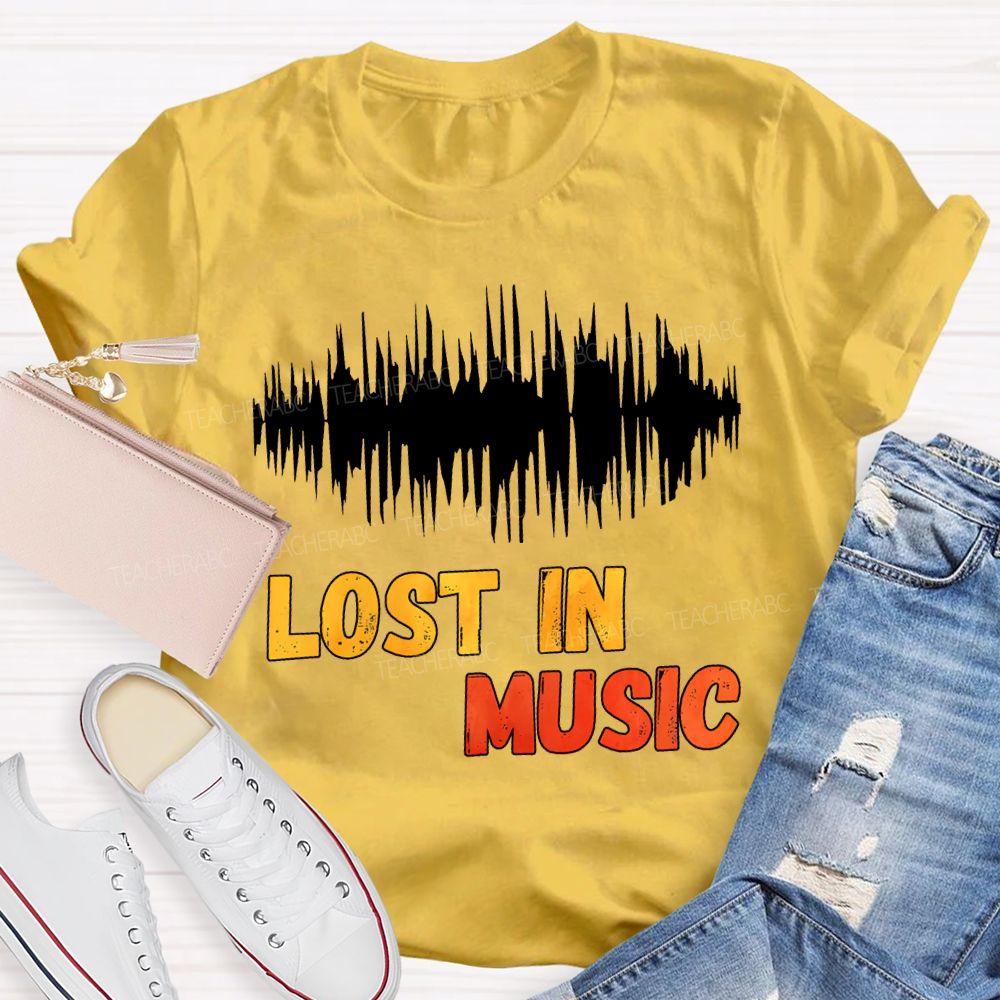 Lost In Music Colored Font Music Teacher T-shirt