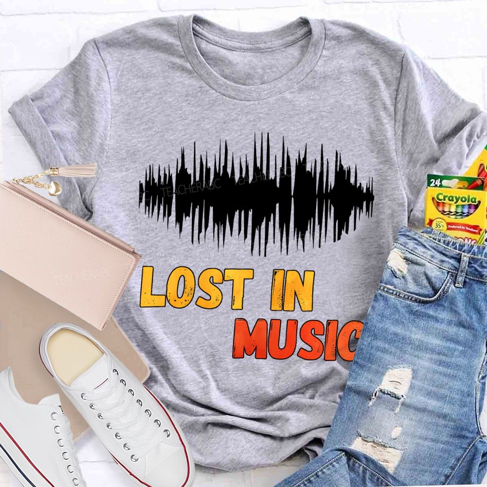 Lost In Music Colored Font Music Teacher T-shirt