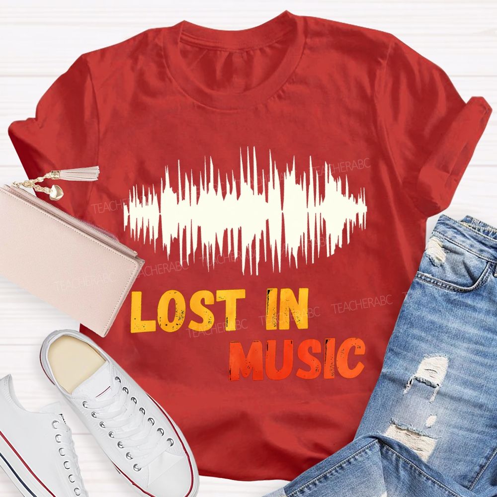 Lost In Music Colored Font Music Teacher T-shirt