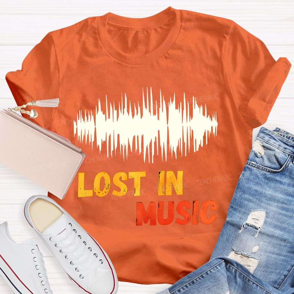 Lost In Music Colored Font Music Teacher T-shirt