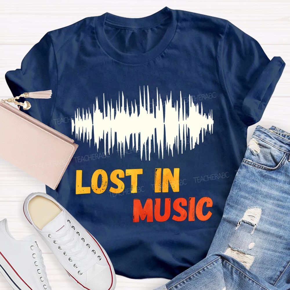Lost In Music Colored Font Music Teacher T-shirt