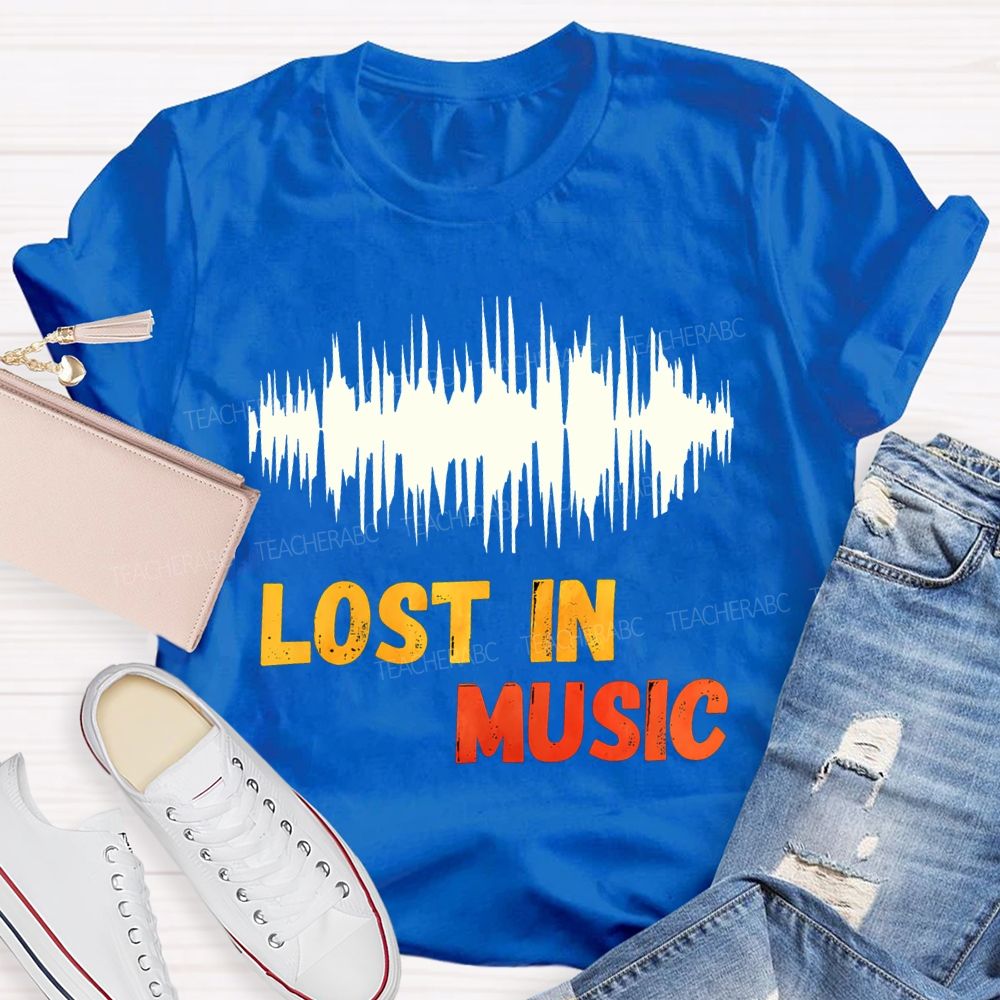 Lost In Music Colored Font Music Teacher T-shirt