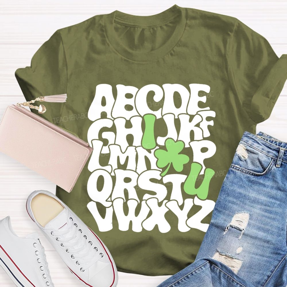 I Love Lucky Clover Alphabet Teacher T-shirt