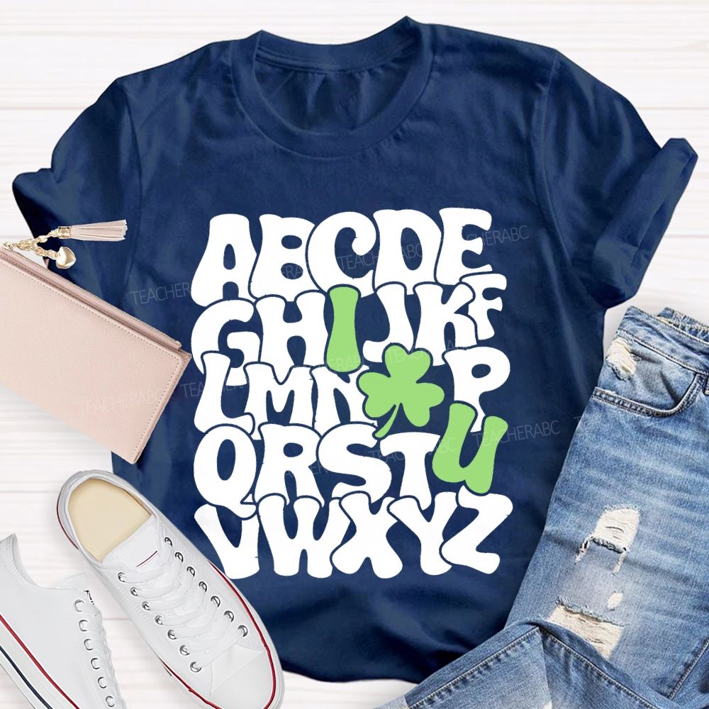 I Love Lucky Clover Alphabet Teacher T-shirt