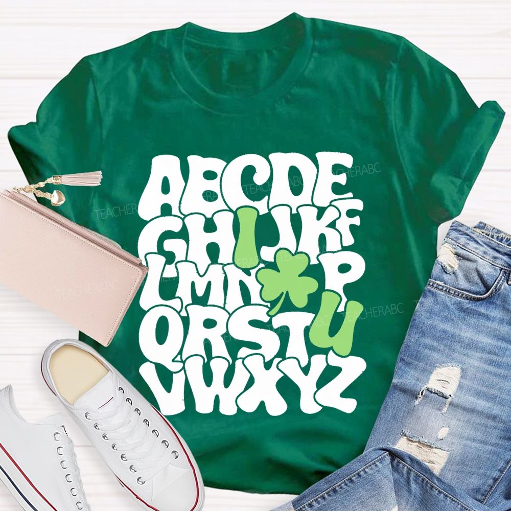 I Love Lucky Clover Alphabet Teacher T-shirt