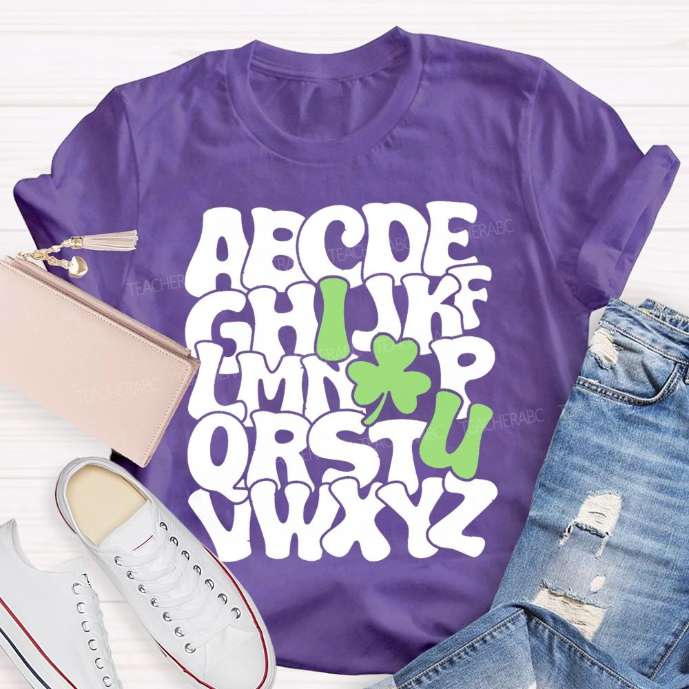 I Love Lucky Clover Alphabet Teacher T-shirt