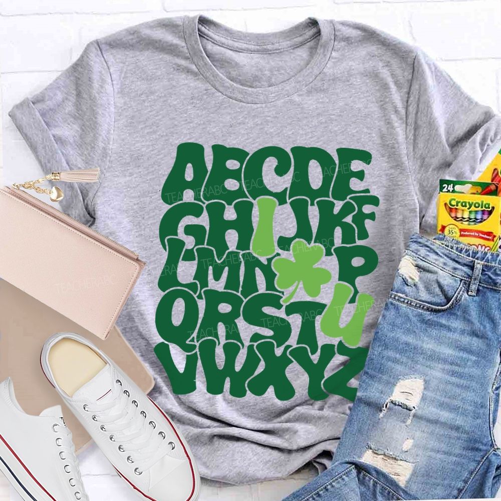 I Love Lucky Clover Alphabet Teacher T-shirt