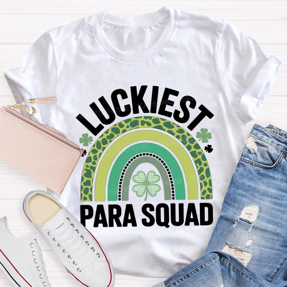 Luckiest Para Squad Four-Leaf Clover Print T-shirt