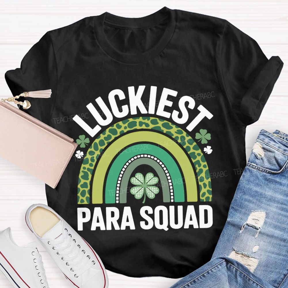 Luckiest Para Squad Four-Leaf Clover Print T-shirt