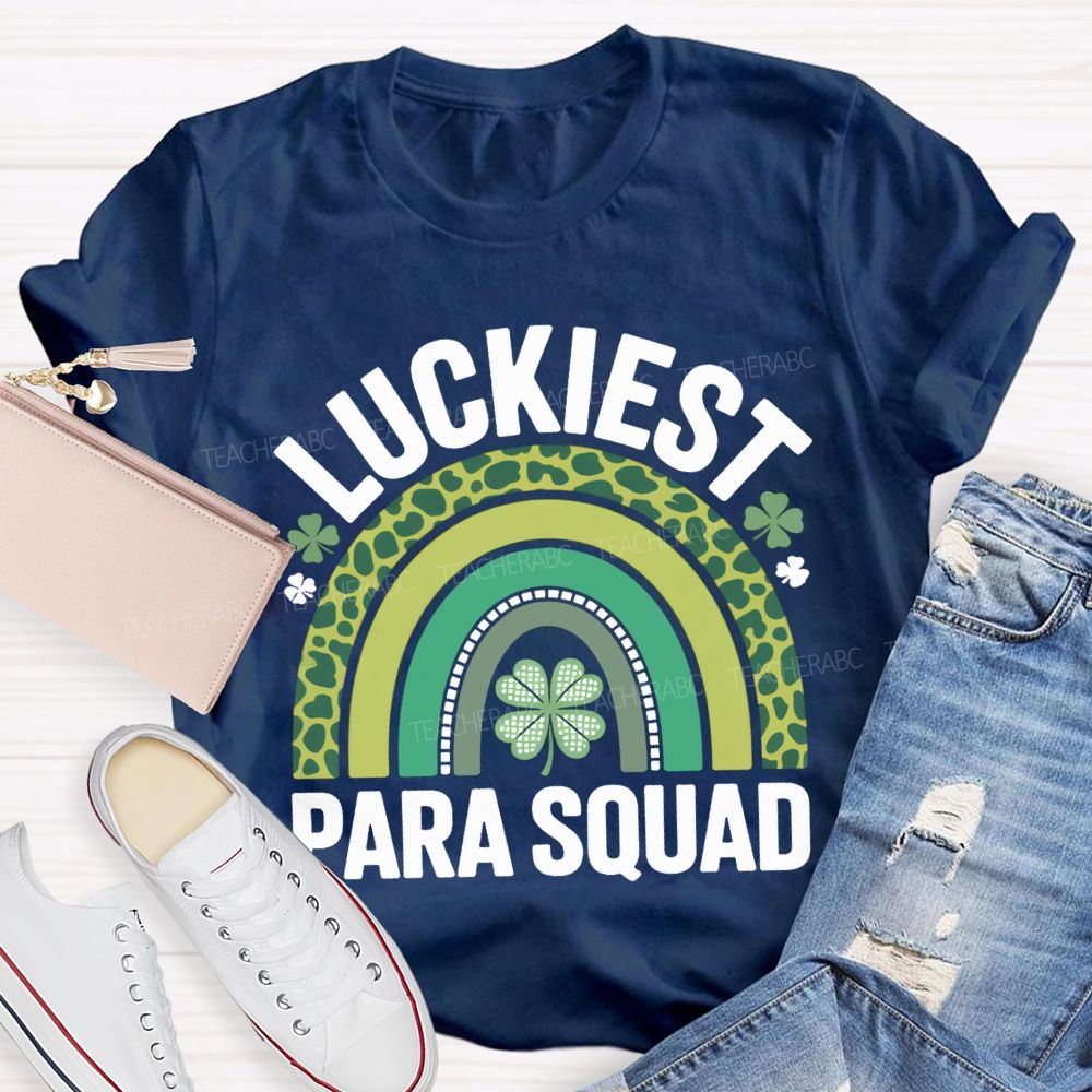 Luckiest Para Squad Four-Leaf Clover Print T-shirt