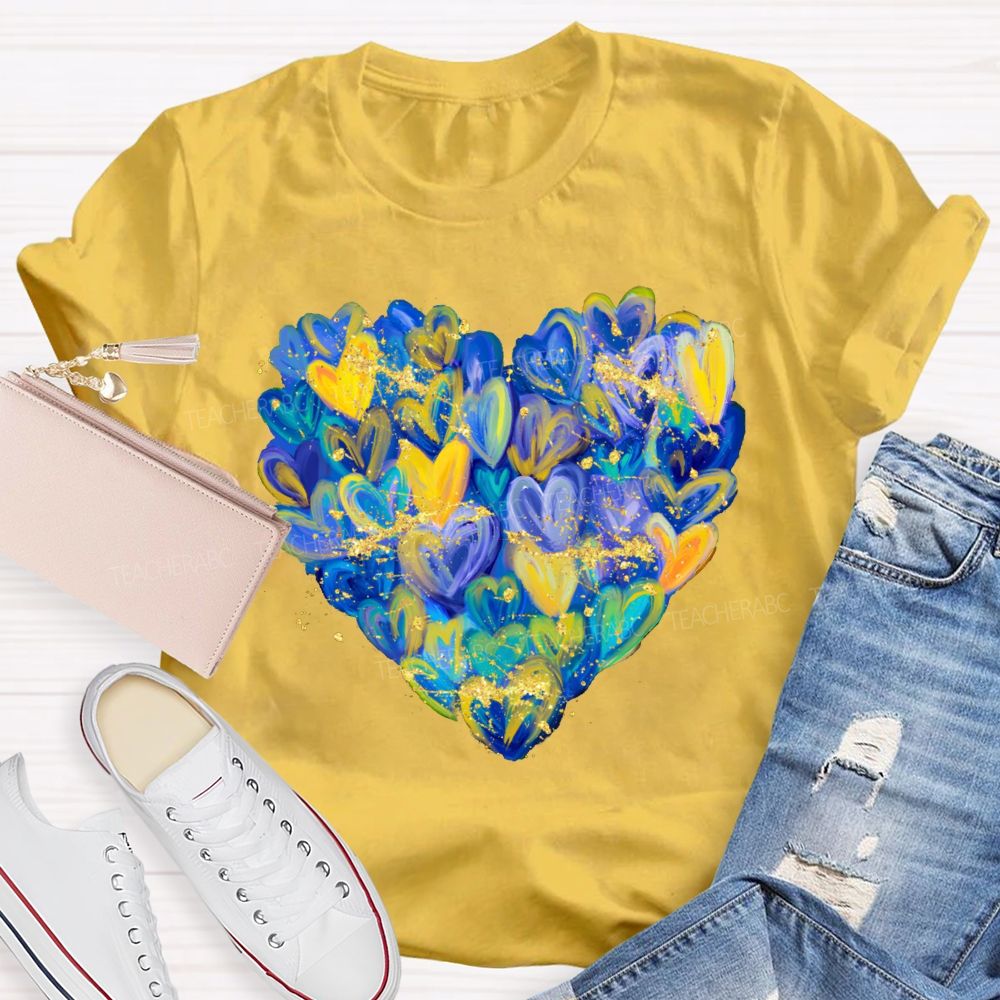 Brushstroke Heart Down Syndrome Awareness T-shirt