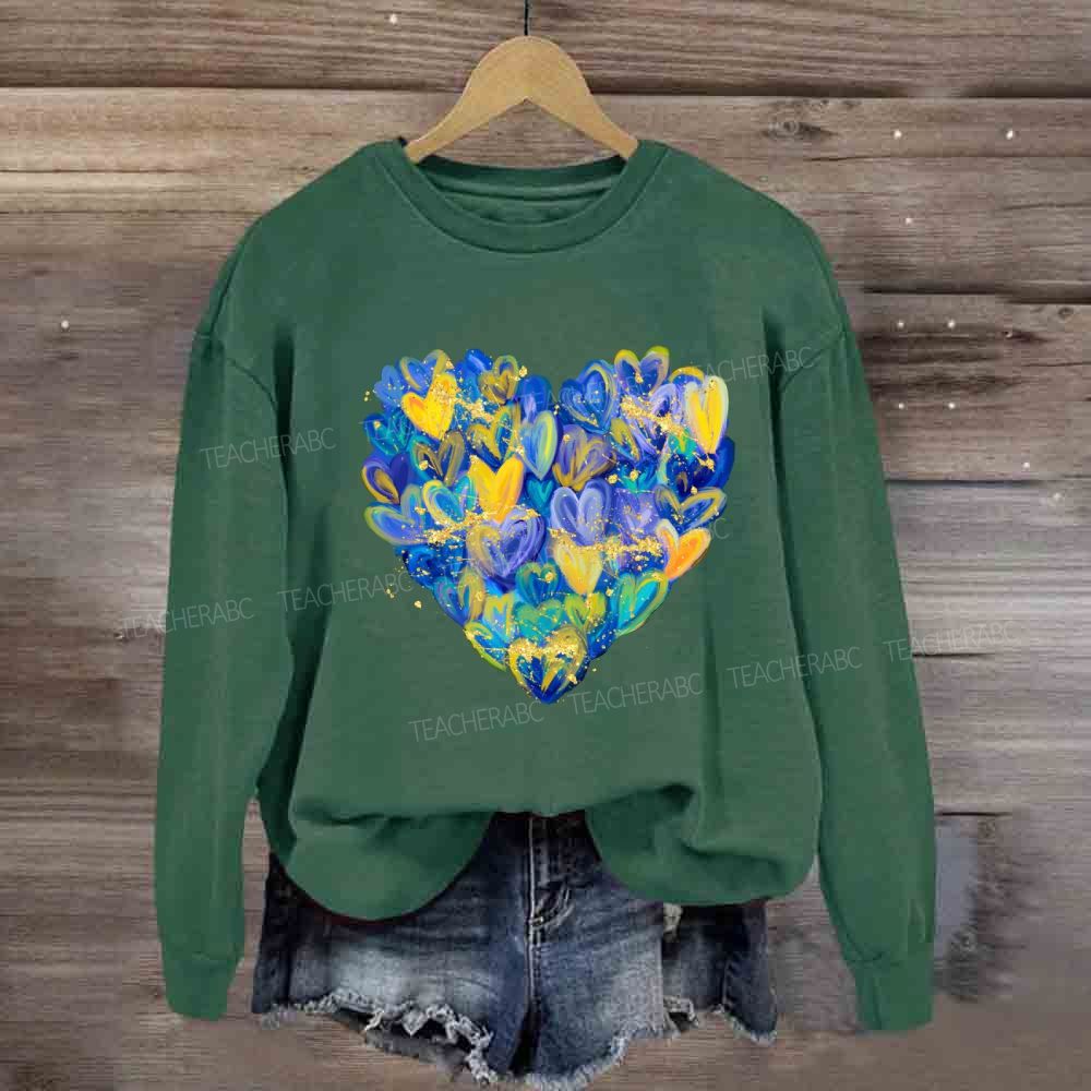 Brushstroke Heart Down Syndrome Awareness Sweatshirt