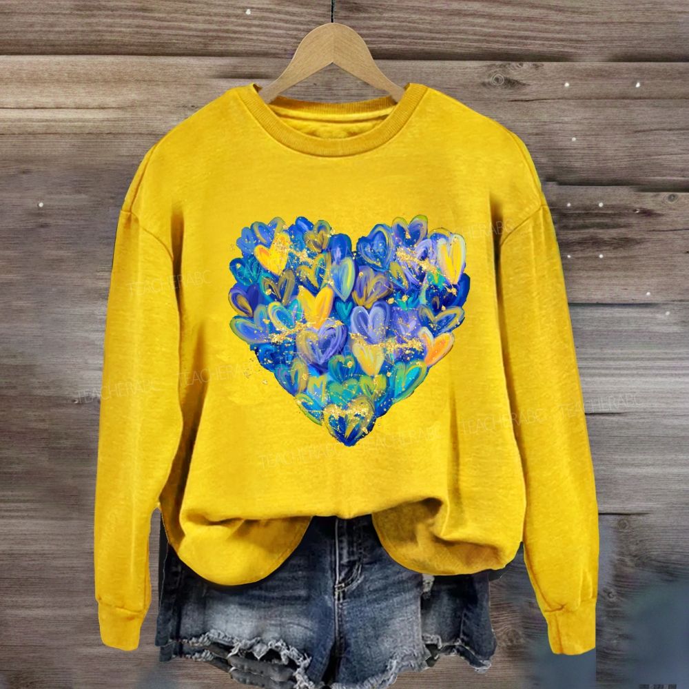 Brushstroke Heart Down Syndrome Awareness Sweatshirt