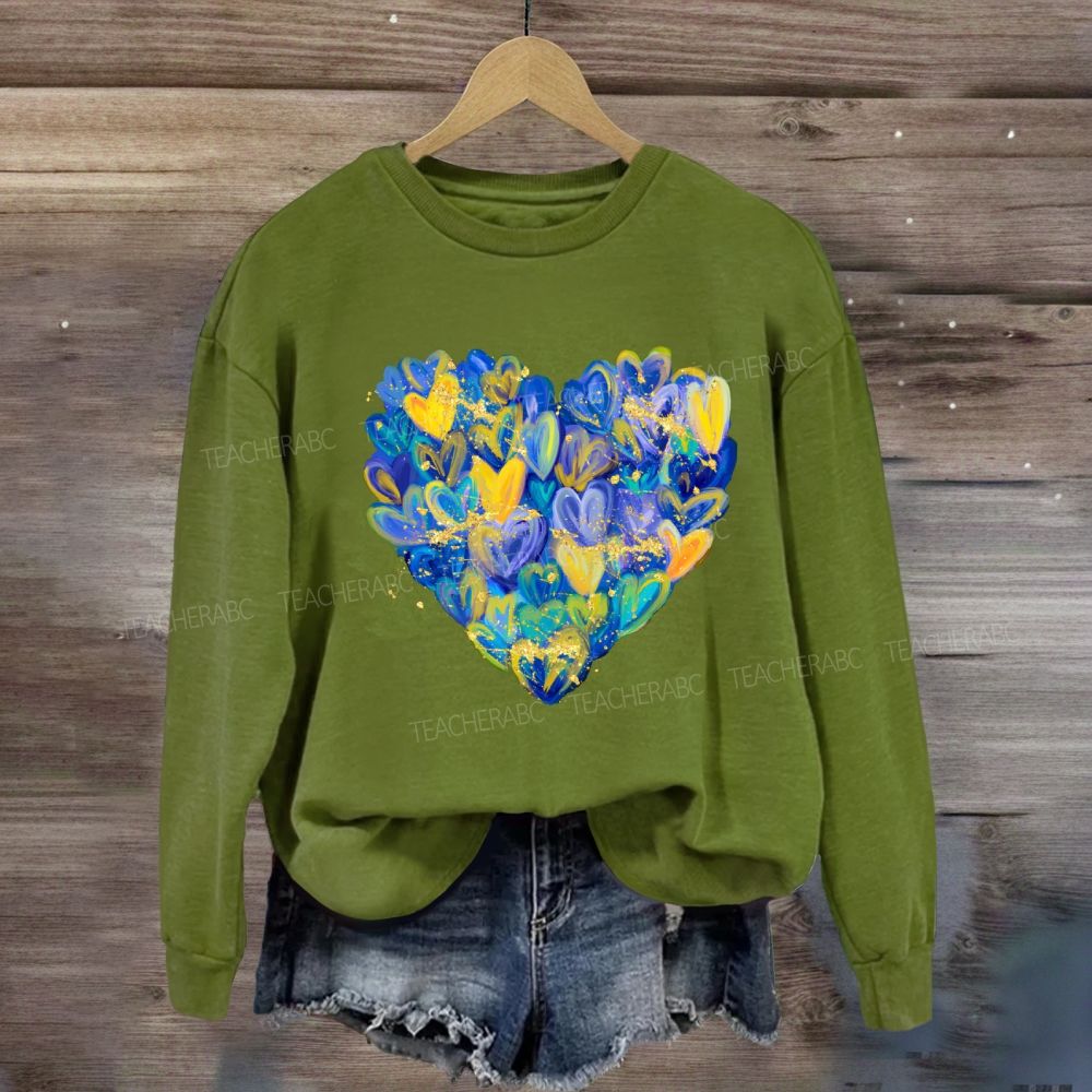 Brushstroke Heart Down Syndrome Awareness Sweatshirt