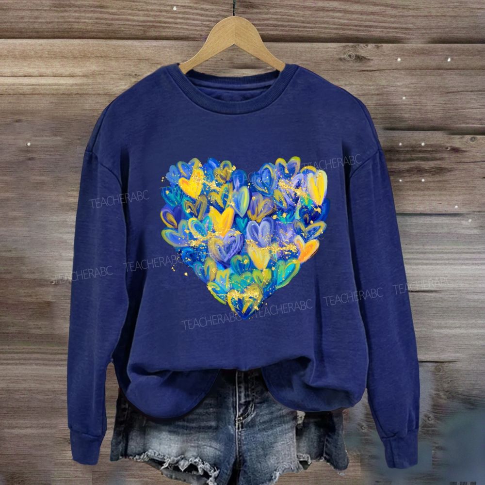 Brushstroke Heart Down Syndrome Awareness Sweatshirt