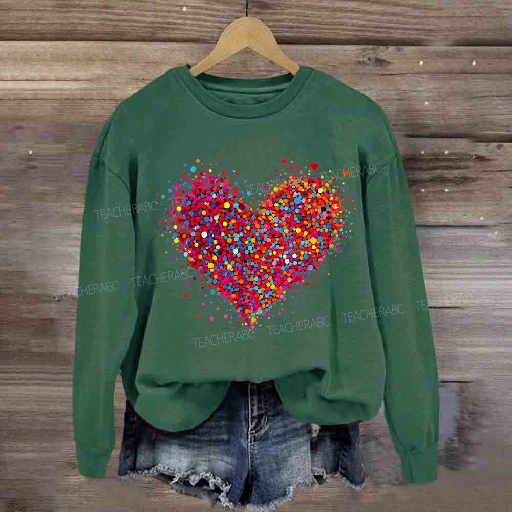 Confetti Heart Valentines Day Teacher Sweatshirt