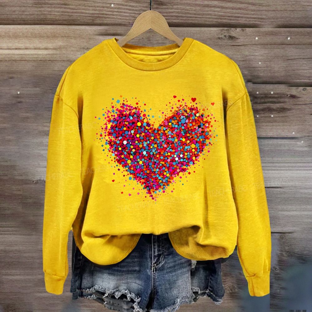 Confetti Heart Valentines Day Teacher Sweatshirt