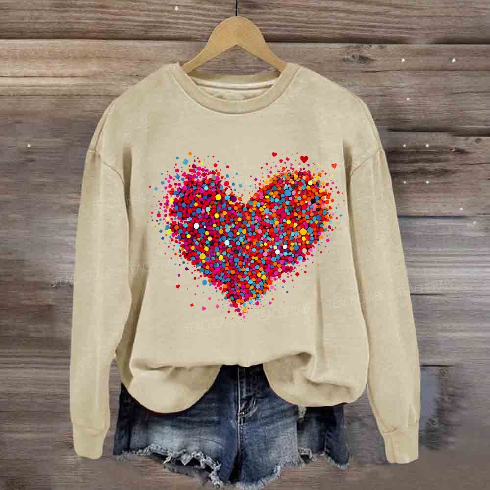 Confetti Heart Valentines Day Teacher Sweatshirt