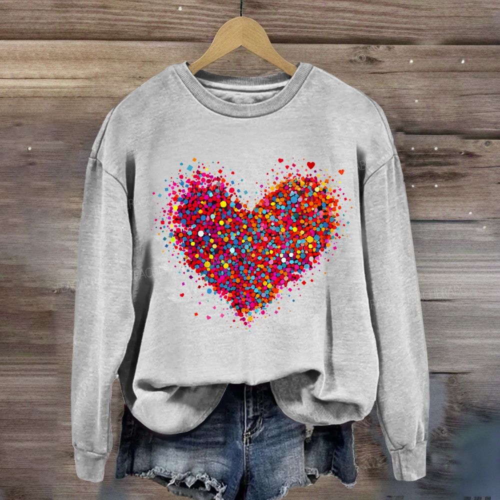 Confetti Heart Valentines Day Teacher Sweatshirt