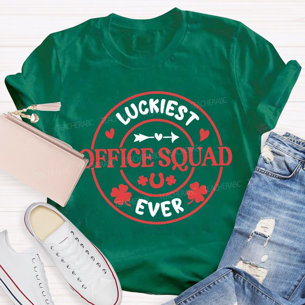 Luckiest Office Squad Ever Four-Leaf Clover T-shirt