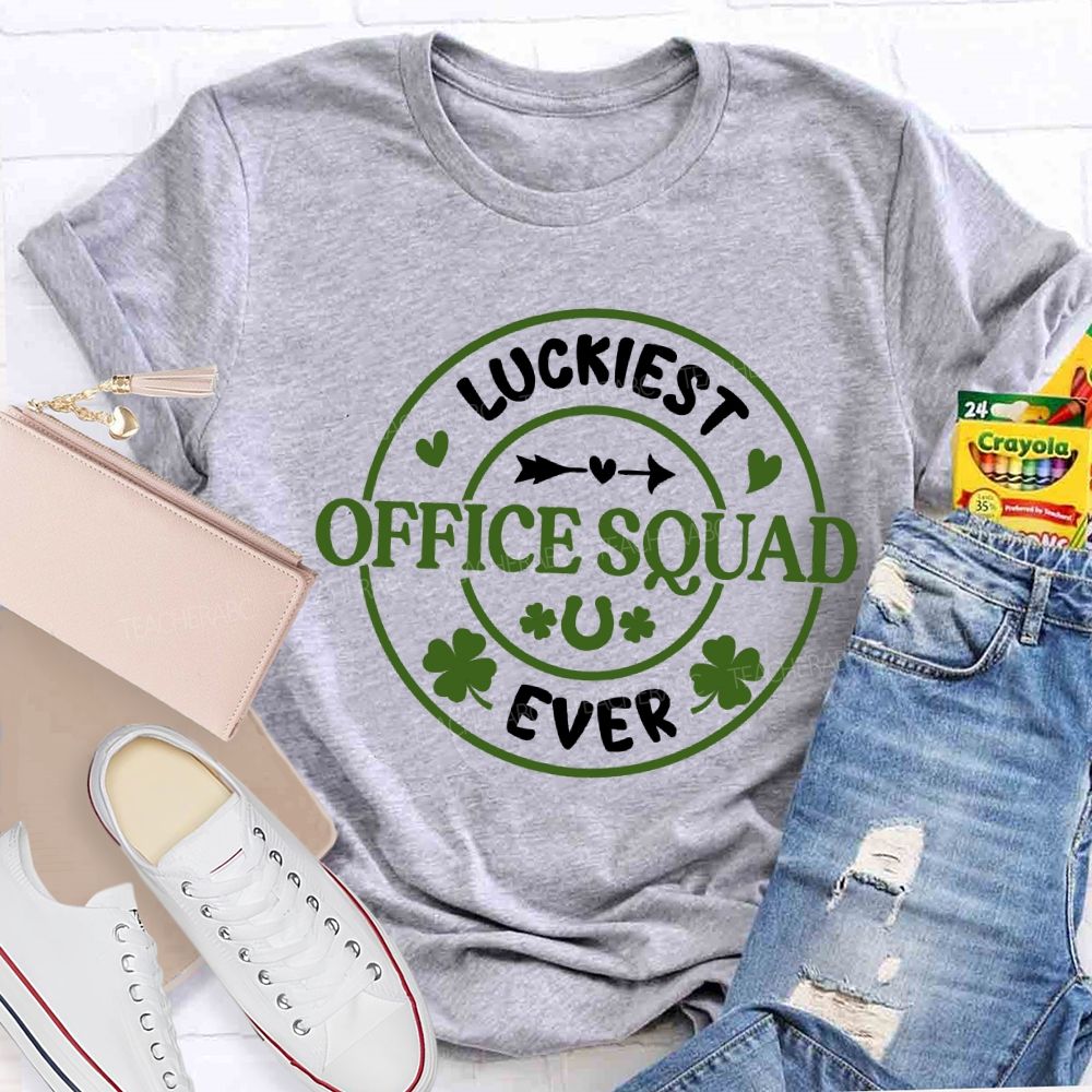 Luckiest Office Squad Ever Four-Leaf Clover T-shirt