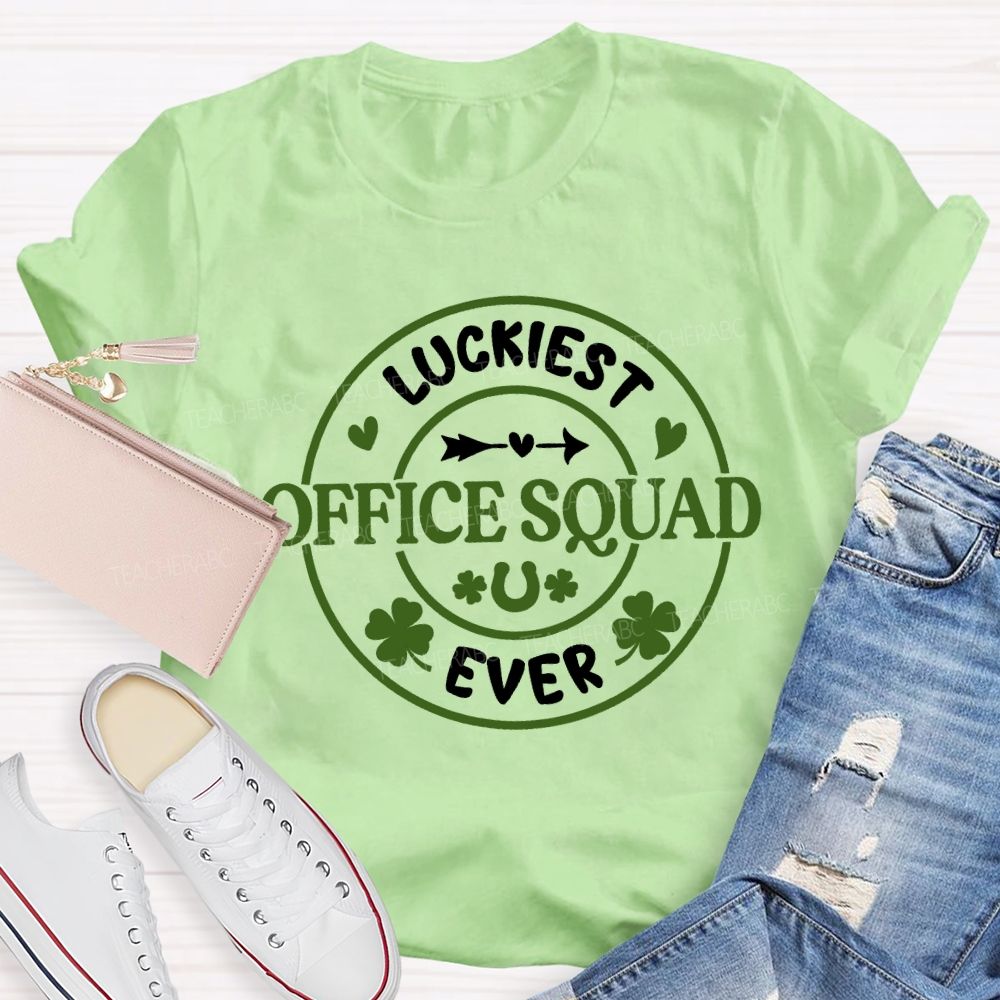 Luckiest Office Squad Ever Four-Leaf Clover T-shirt