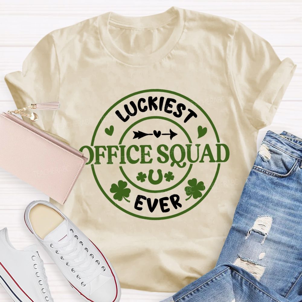 Luckiest Office Squad Ever Four-Leaf Clover T-shirt