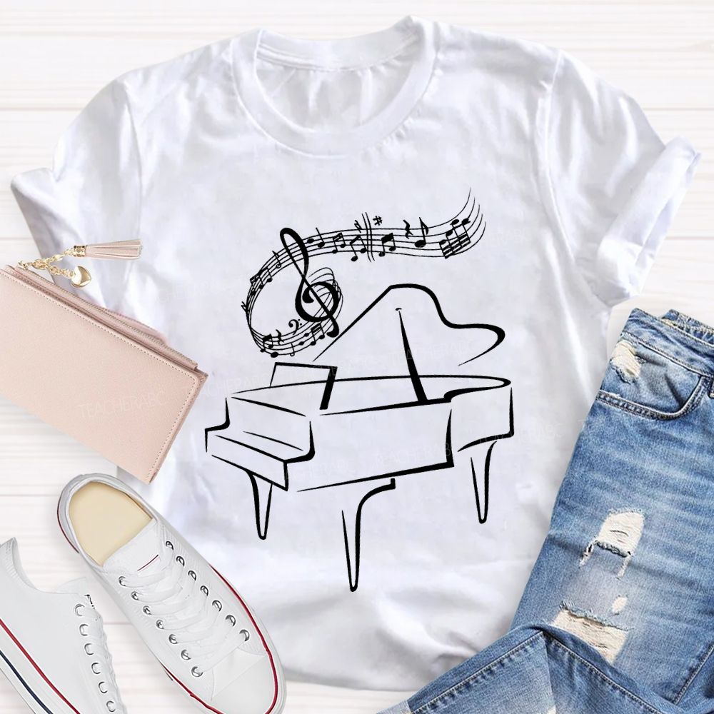 Piano And Notes Music Teacher T-shirt