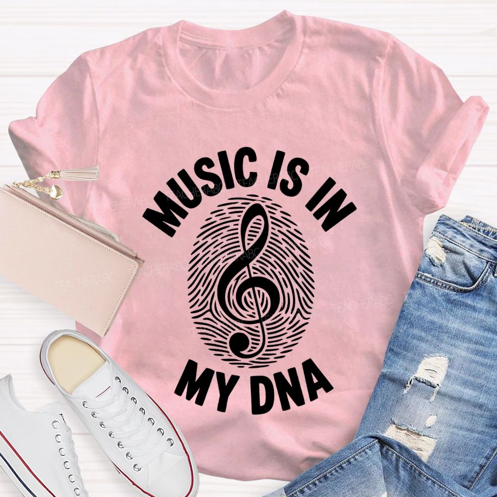 Music Is In My Day Fingerprint Notes Teacher T-shirt