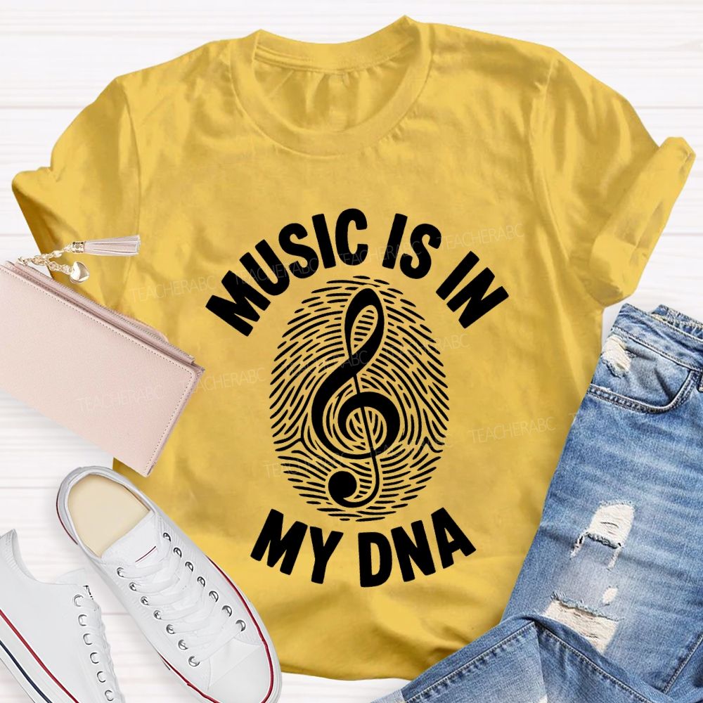 Music Is In My Day Fingerprint Notes Teacher T-shirt