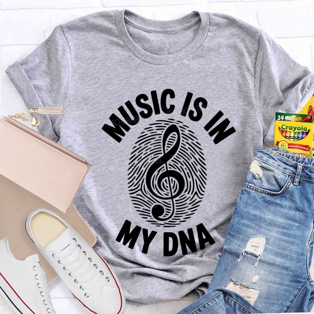 Music Is In My Day Fingerprint Notes Teacher T-shirt