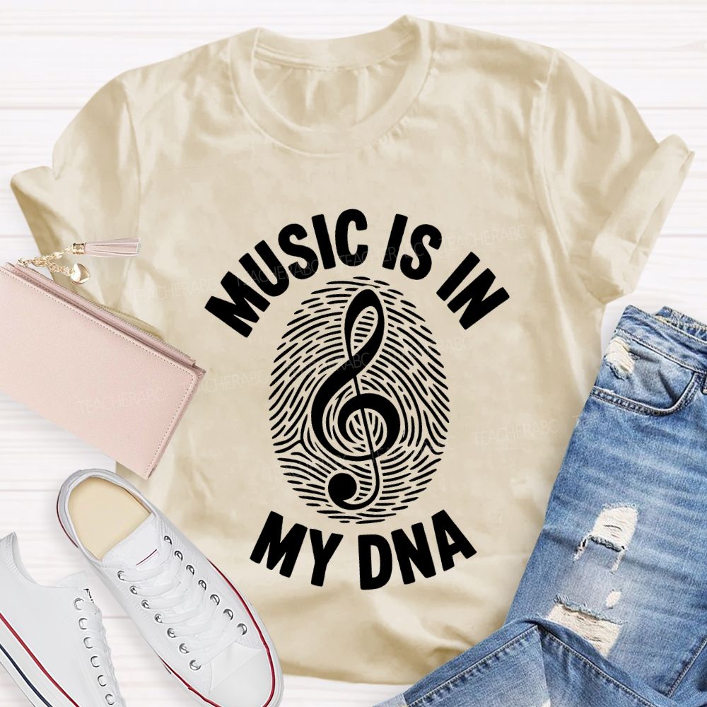 Music Is In My Day Fingerprint Notes Teacher T-shirt