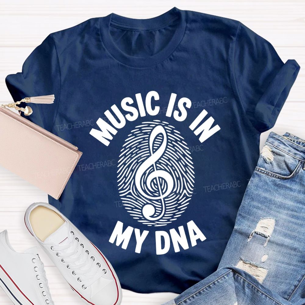 Music Is In My Day Fingerprint Notes Teacher T-shirt
