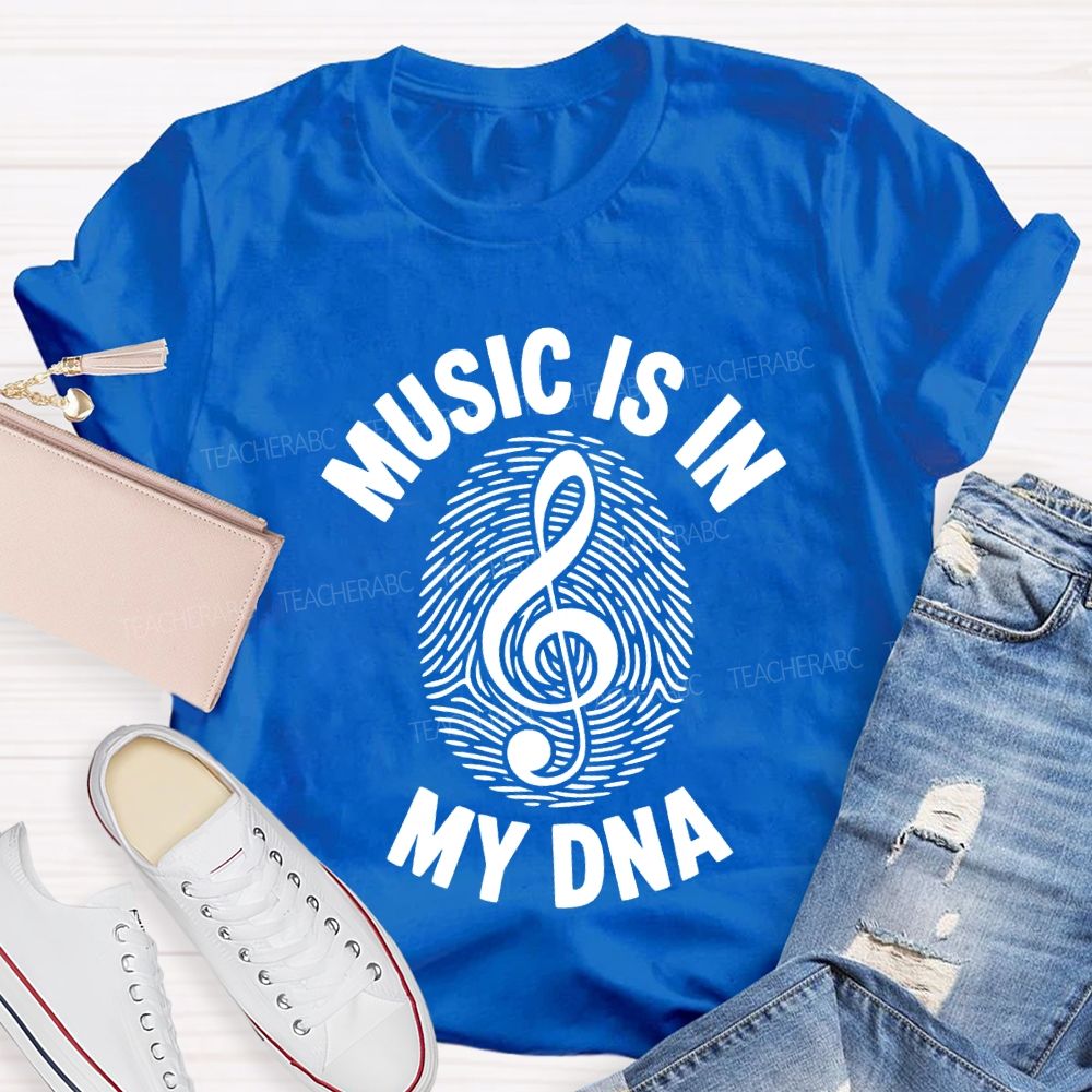 Music Is In My Day Fingerprint Notes Teacher T-shirt