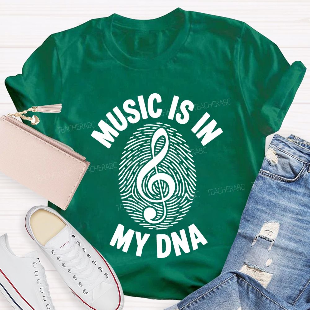 Music Is In My Day Fingerprint Notes Teacher T-shirt