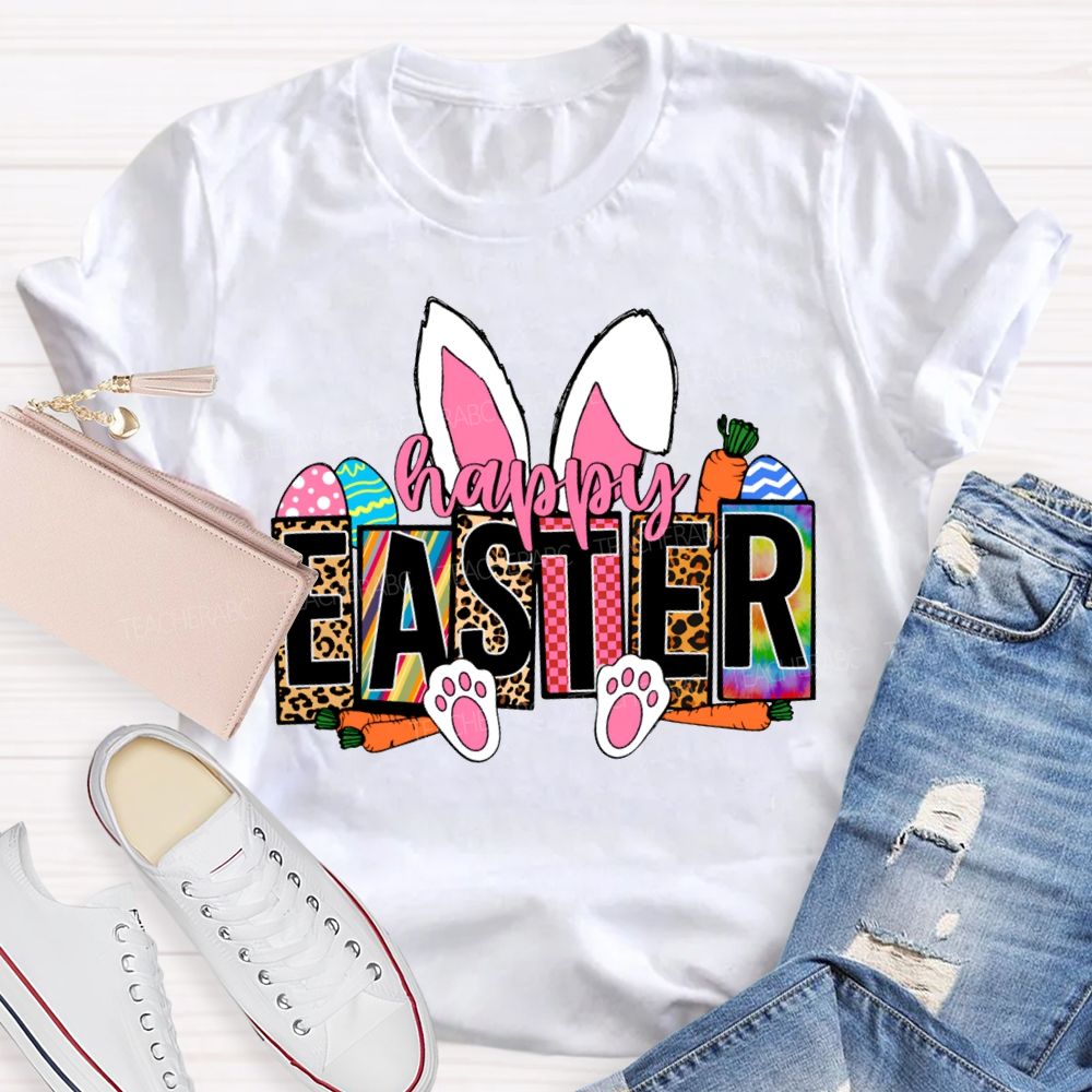 Happy Easter Bunny Ears Teacher T-shirt