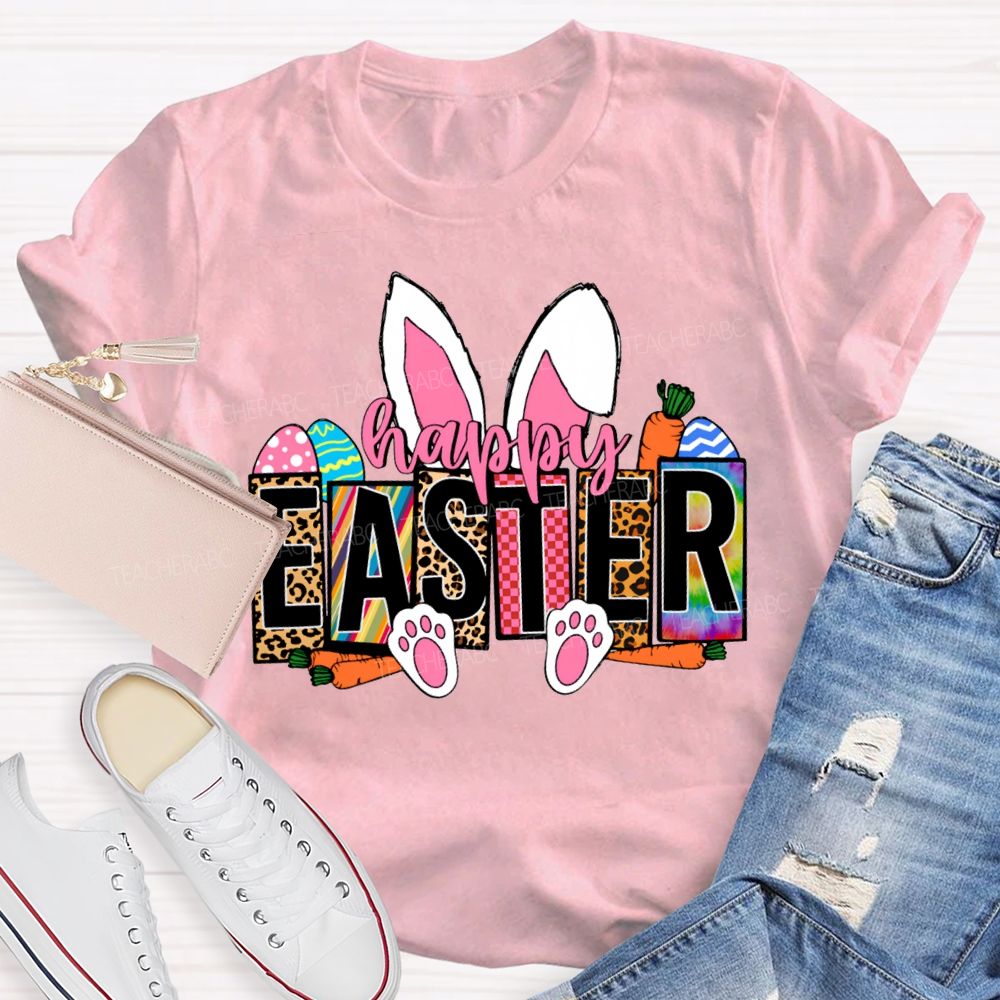 Happy Easter Bunny Ears Teacher T-shirt