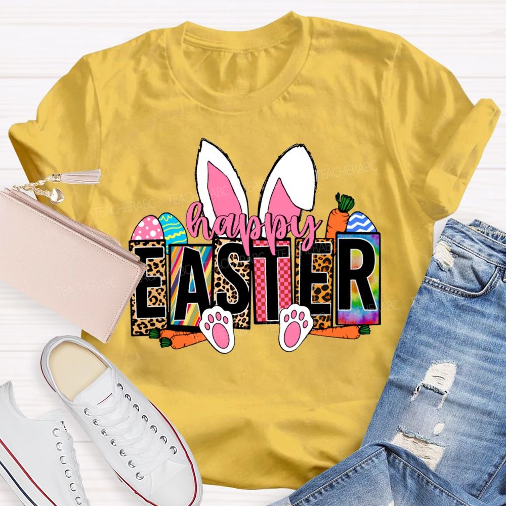 Happy Easter Bunny Ears Teacher T-shirt
