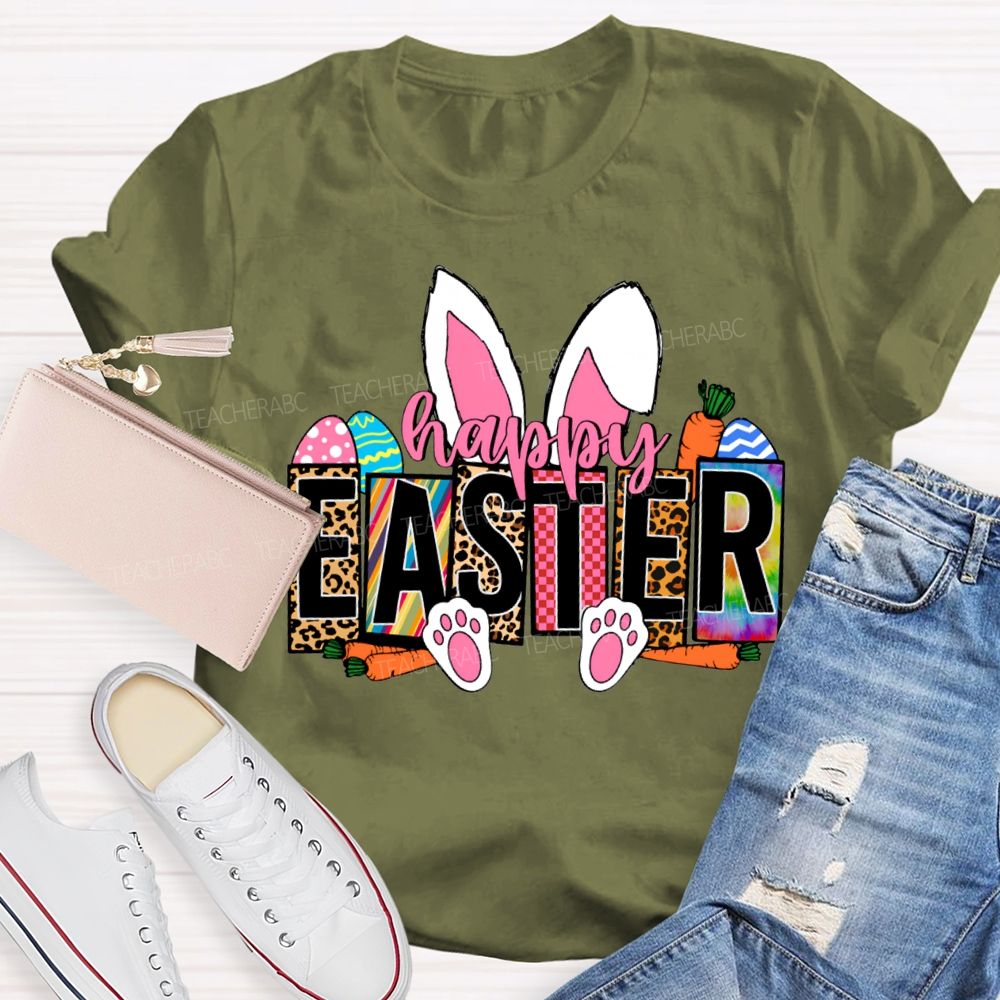 Happy Easter Bunny Ears Teacher T-shirt