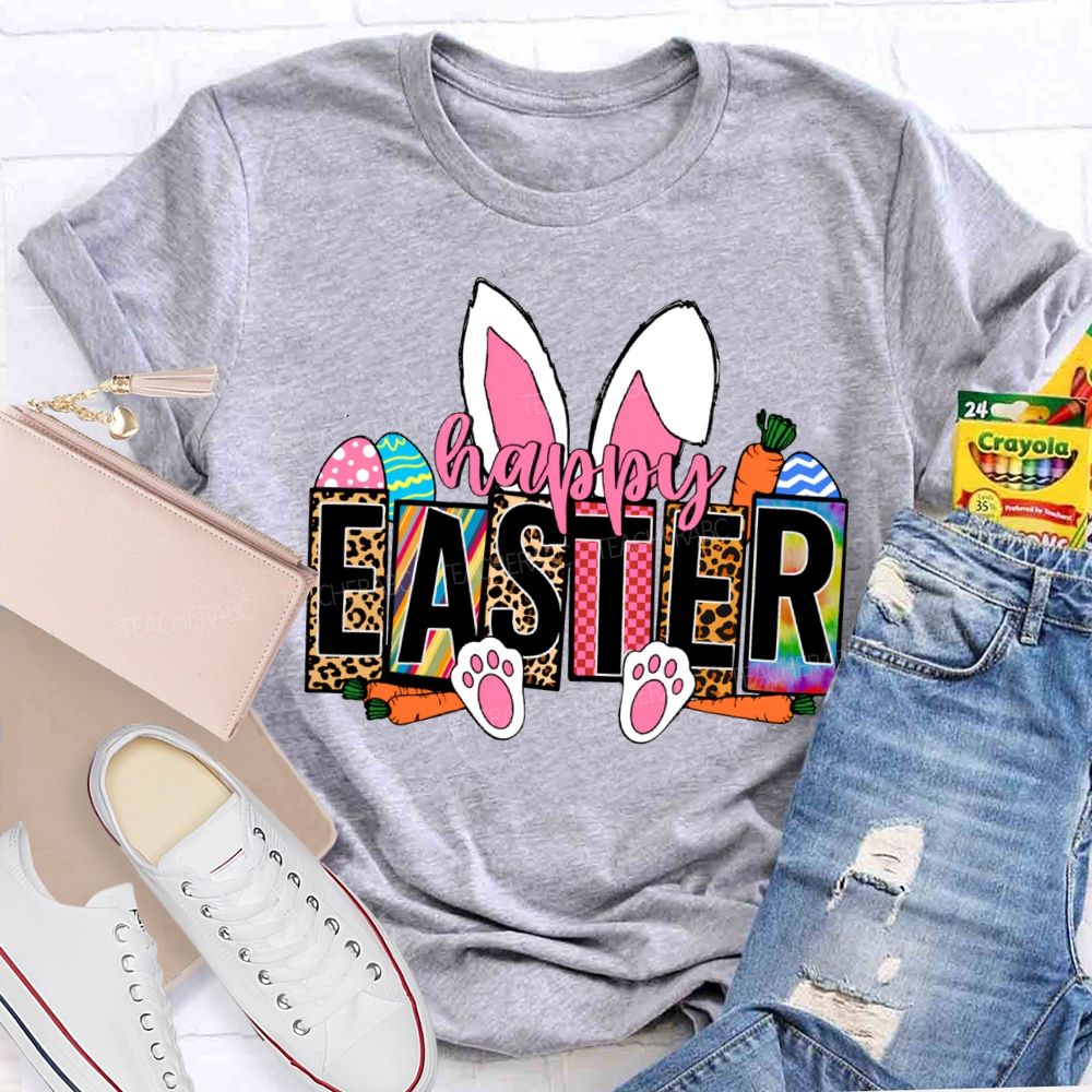 Happy Easter Bunny Ears Teacher T-shirt