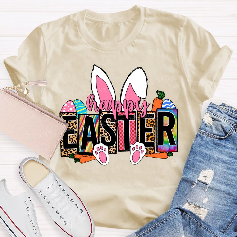 Happy Easter Bunny Ears Teacher T-shirt