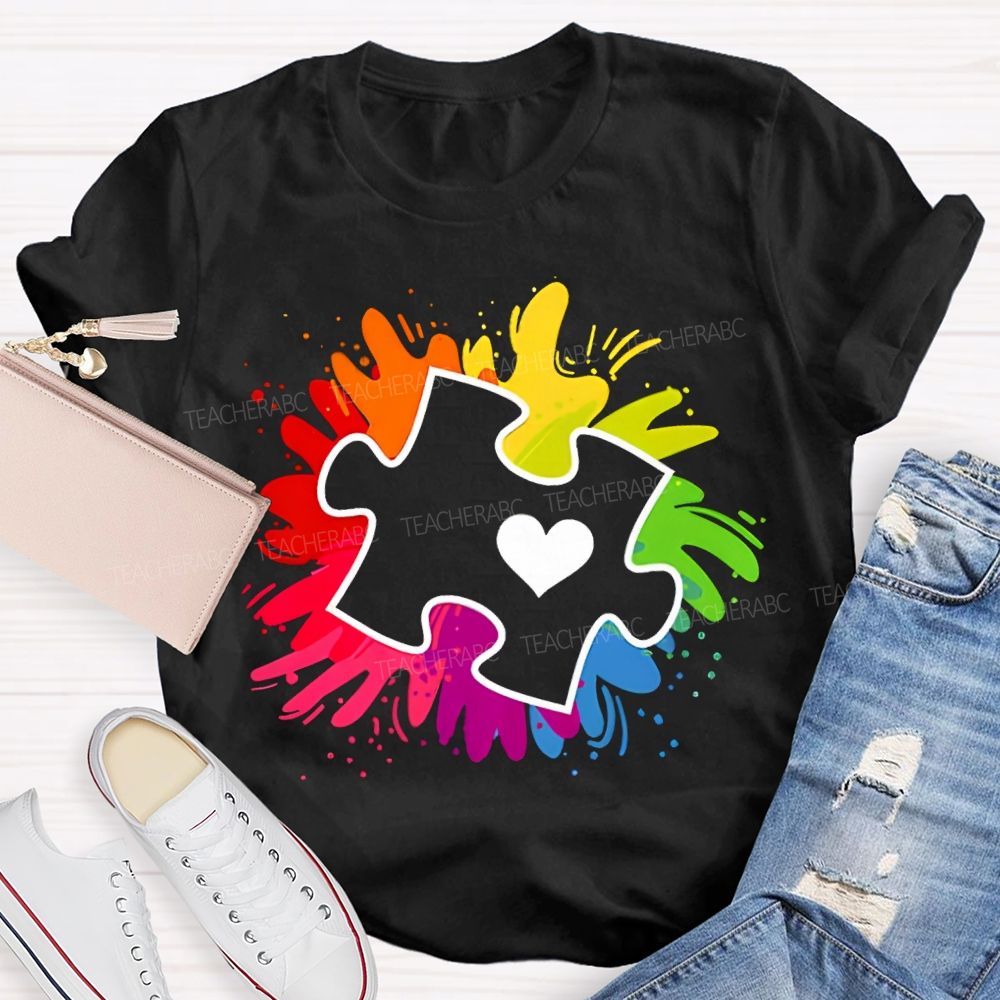 Autism Awareness Colorful Tie-Dye Printing For Special Education Teacher T-shirt