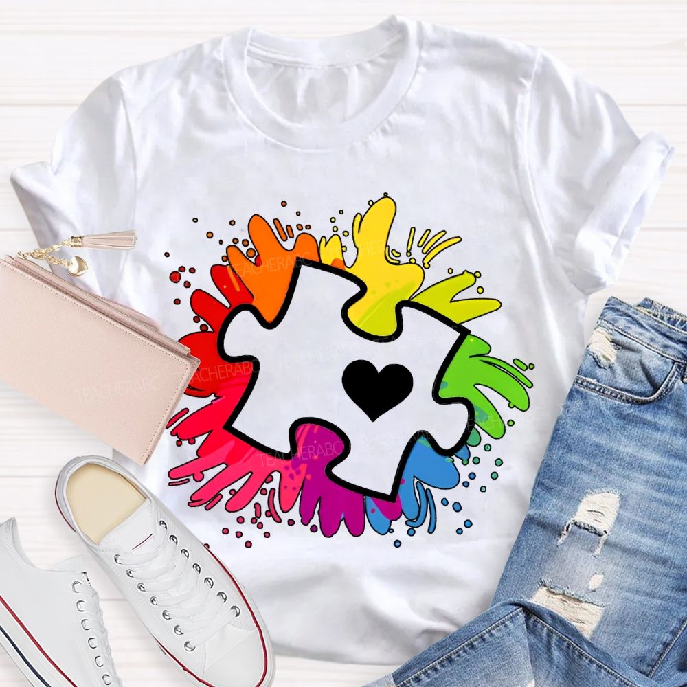 Autism Awareness Colorful Tie-Dye Printing For Special Education Teacher T-shirt