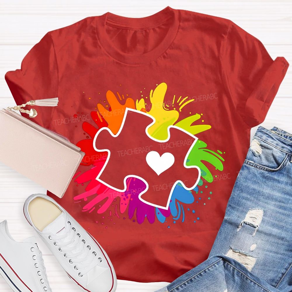 Autism Awareness Colorful Tie-Dye Printing For Special Education Teacher T-shirt