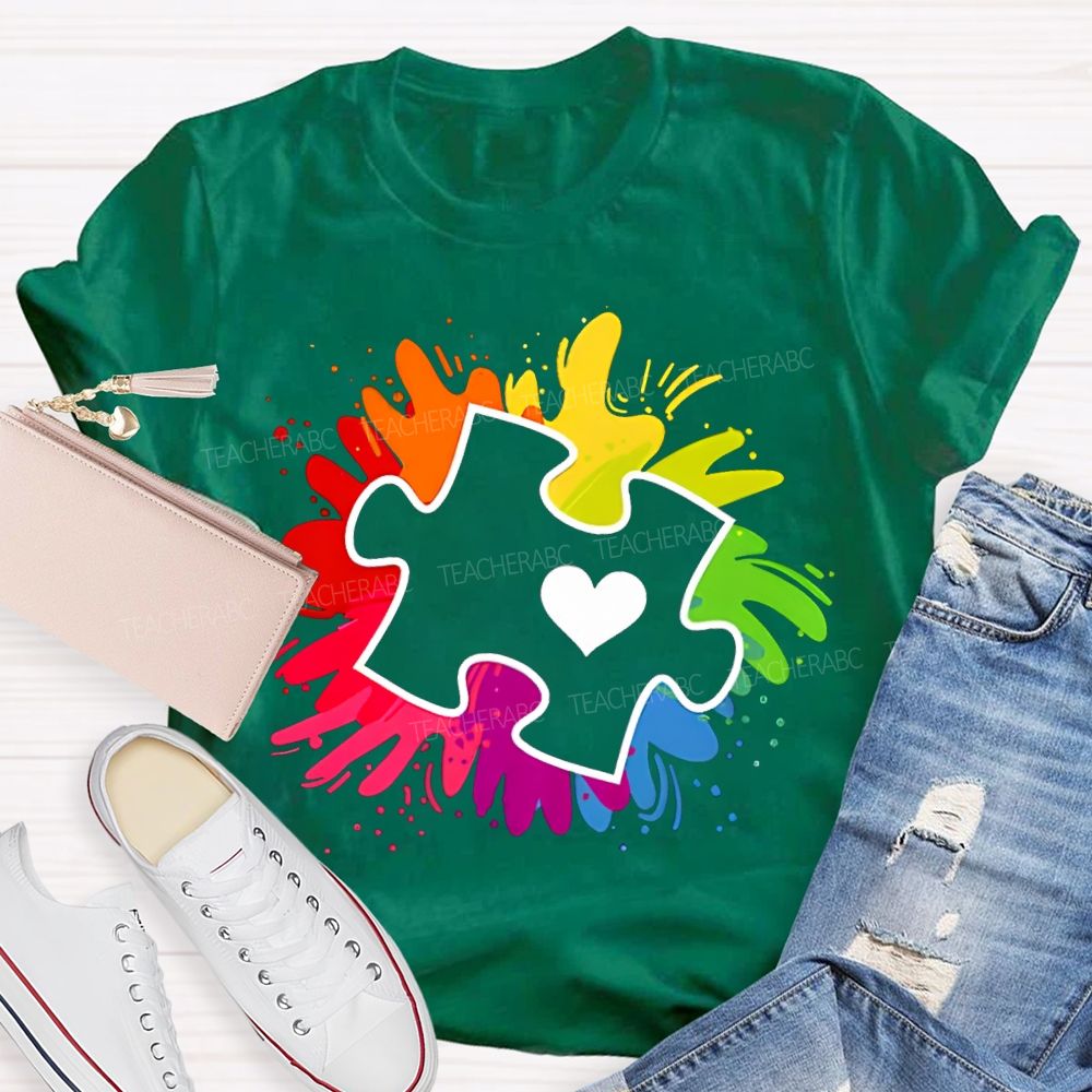 Autism Awareness Colorful Tie-Dye Printing For Special Education Teacher T-shirt