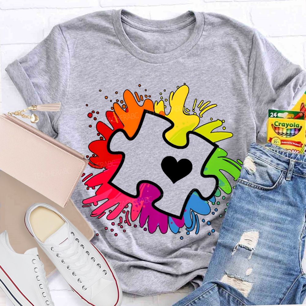 Autism Awareness Colorful Tie-Dye Printing For Special Education Teacher T-shirt