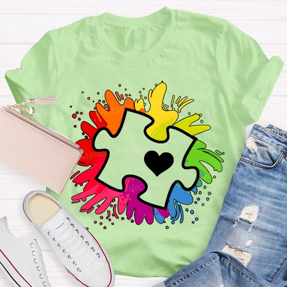 Autism Awareness Colorful Tie-Dye Printing For Special Education Teacher T-shirt