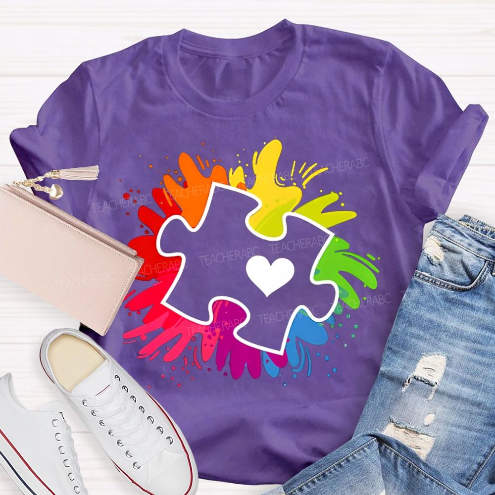 Autism Awareness Colorful Tie-Dye Printing For Special Education Teacher T-shirt
